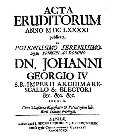 Página de la Acta Eruditorum, la revista científica donde Johann Bernoulli publicó el desafío de la braquistócrona