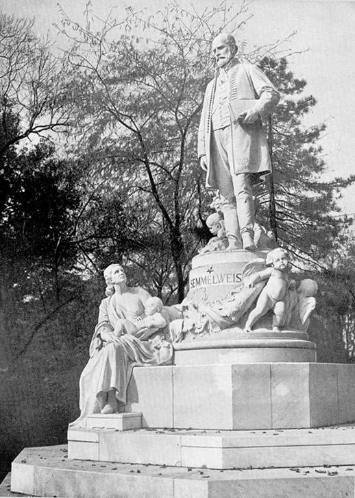Monumento a Ignaz Semmelweis en Budapest, esculpido por Alajos Stróbl entre 1904 y 1906