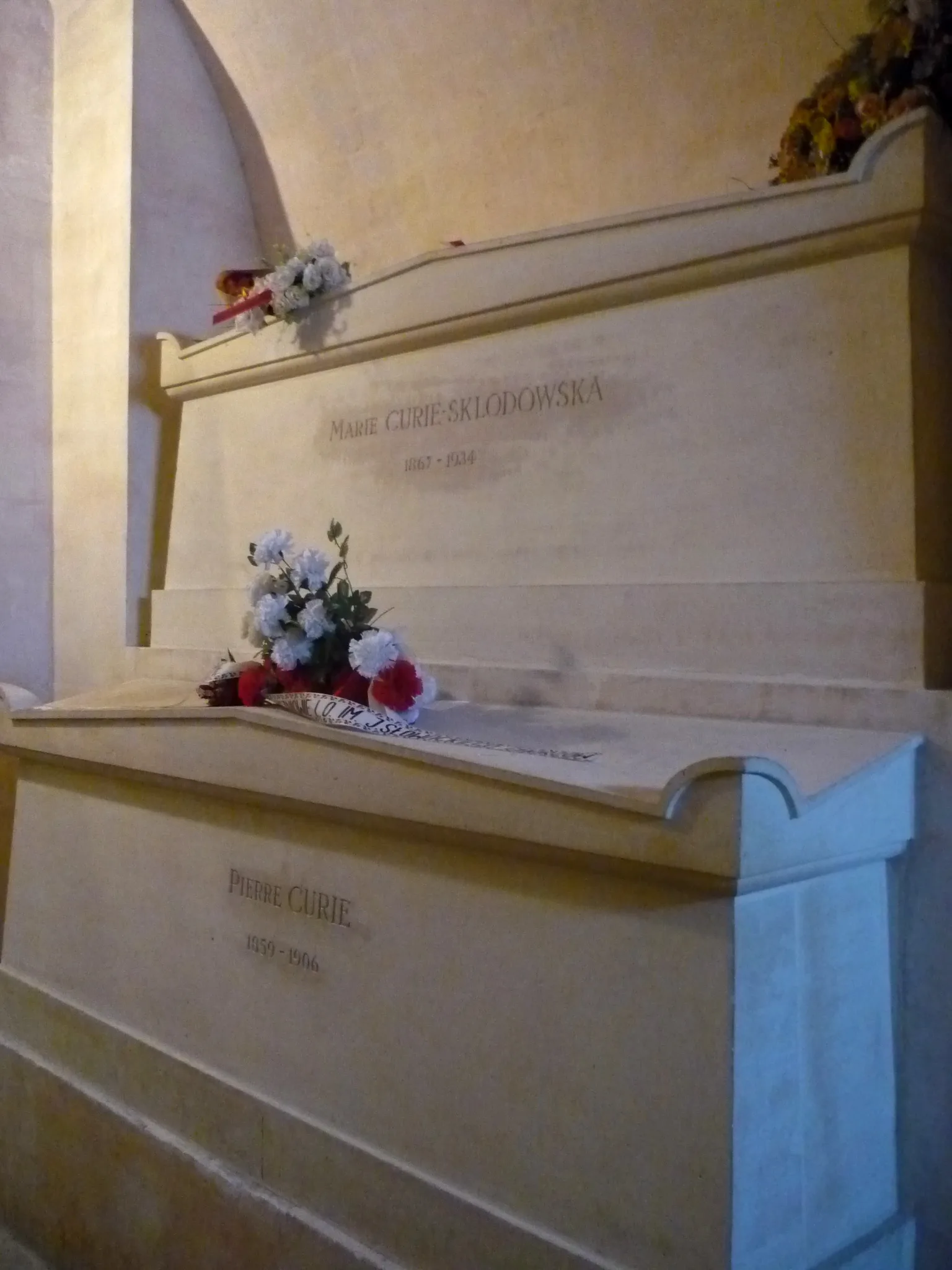 The tombs of Pierre and Marie Curie in the Paris Panthéon, where they were transferred in 1995